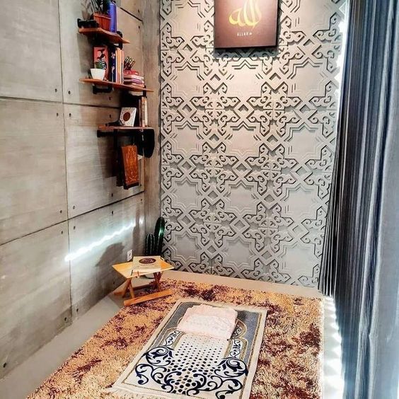 Mihrab di rumah dengan tema industrial